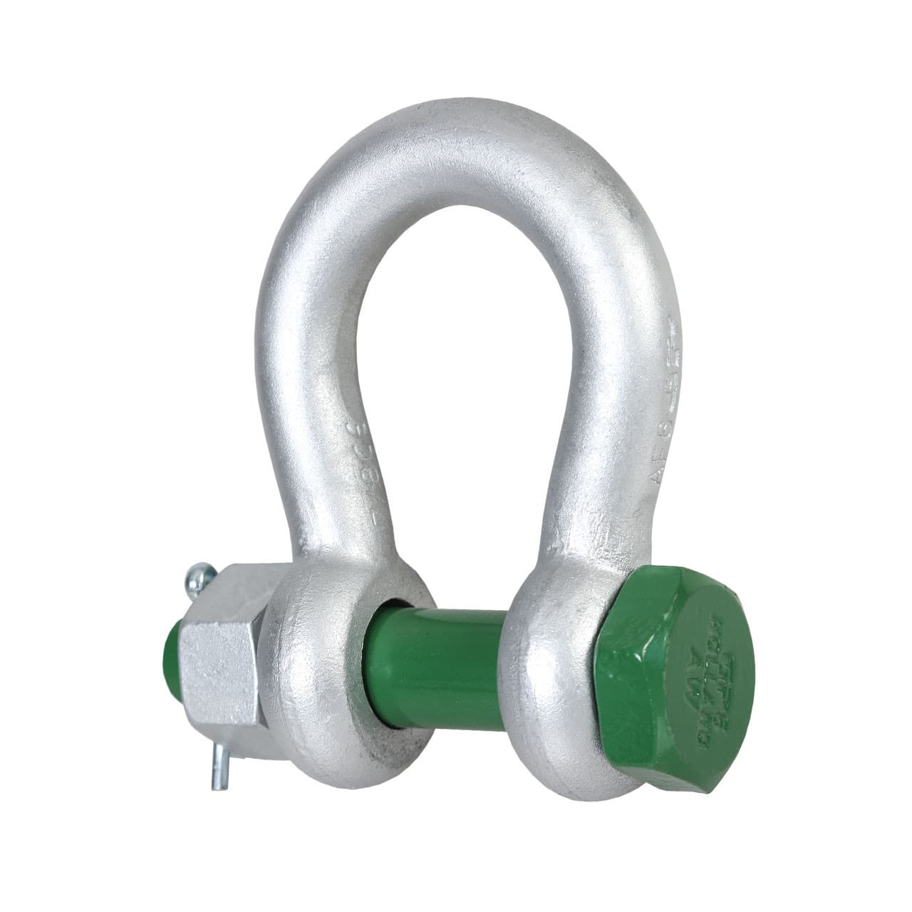 Van Beest Green Pin G-4163 bow shackle with green-painted bolt-pin and cotter — hot-dipped galvanised
