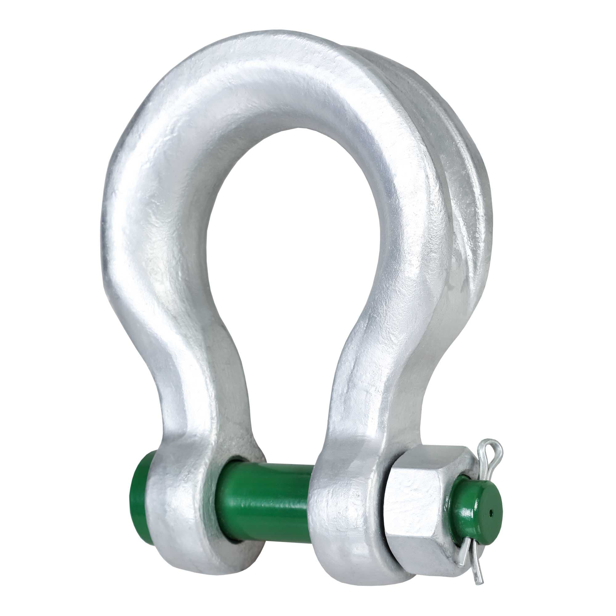 Van Beest Green Pin P-6033 sling shackle — wide-body bow with green-painted pin and cotter, for synthetic slings