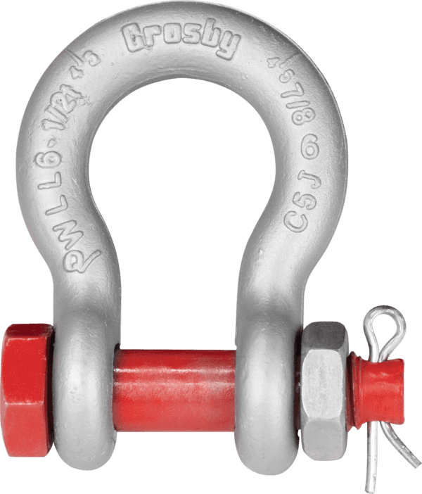 EEK-2130 / Crosby G-2130 bow shackle — galvanised alloy steel, safety bolt-nut + cotter pin