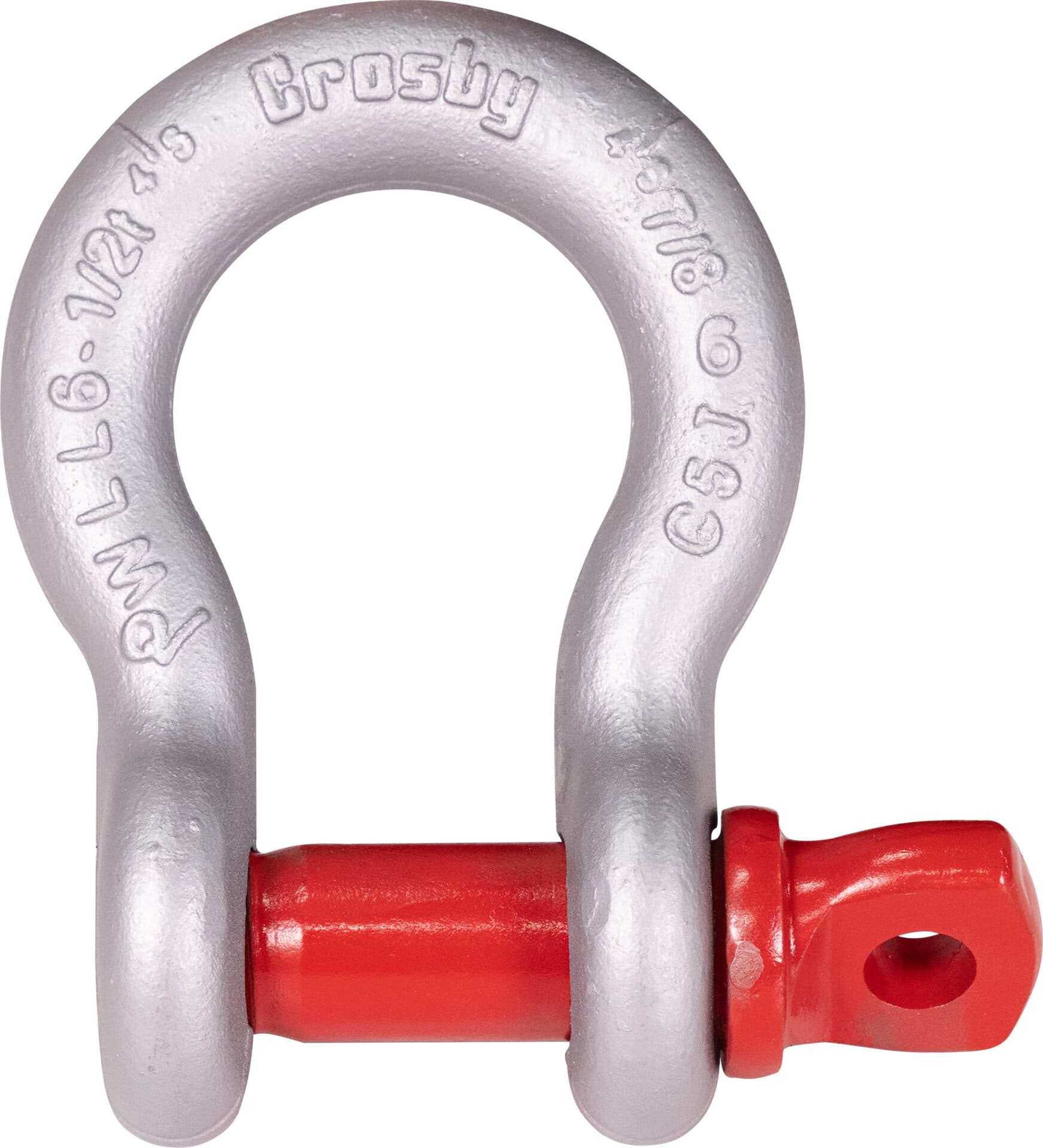 EEK-209 / Crosby G-209 bow shackle — galvanised alloy steel, screw pin, US Federal Spec