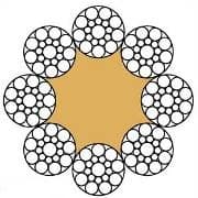 8×19 Elevator wire rope cross-section