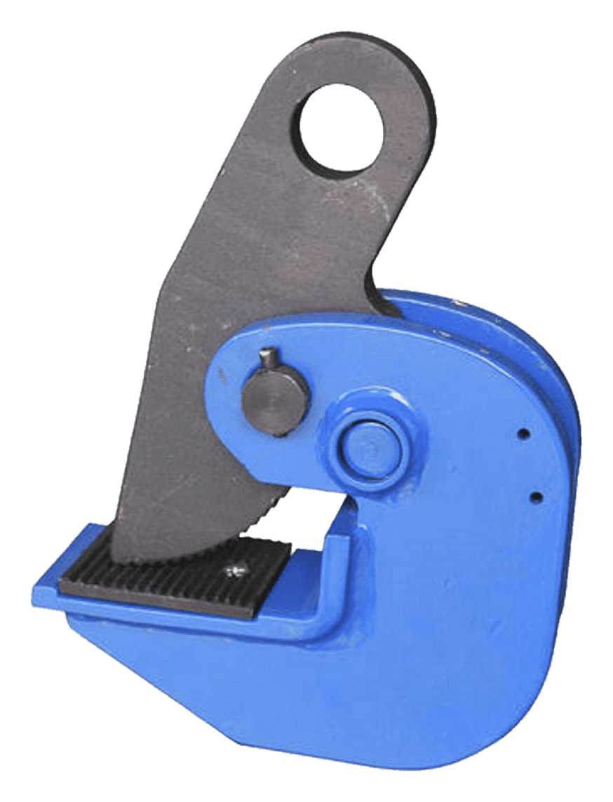 Horizontal plate lifting clamp with pivoting lifting arm, labelled