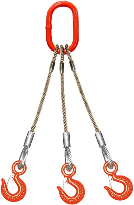 3-leg wire rope sling with eye hook end fittings